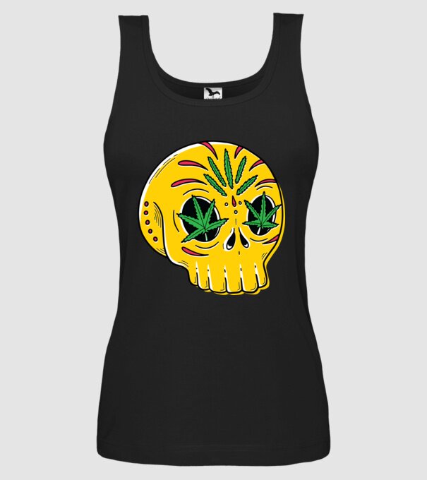 Marijuana Craniu model negru pe tricou
