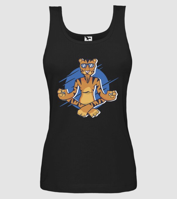 Tigru meditator model negru pe tricou