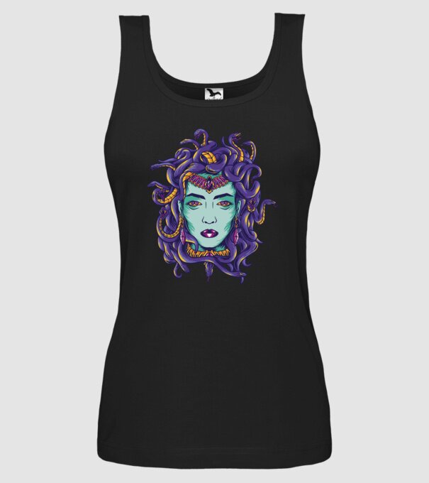 Cap de meduză model negru pe tricou