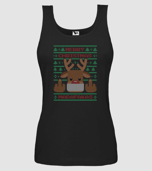 Merry Christmas Madafakas model negru pe tricou