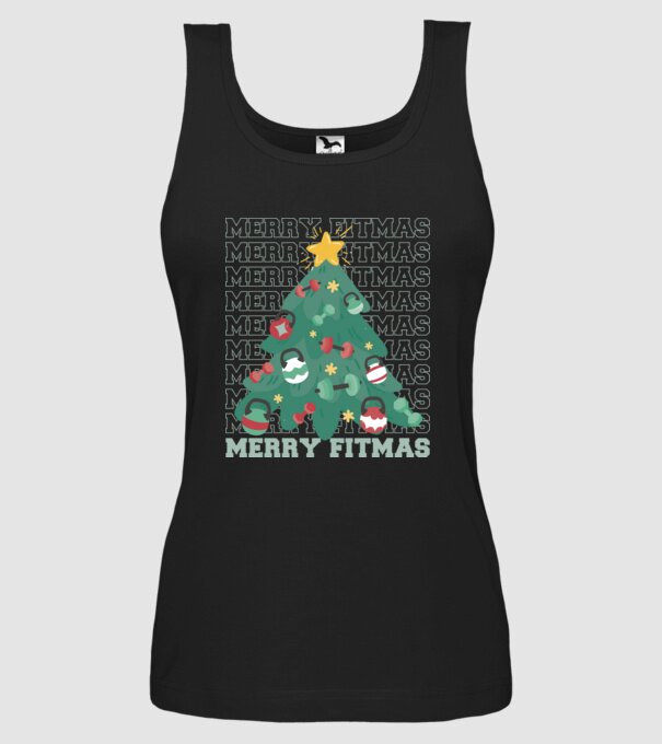 Merry Fitmas Fitmas Pom de Crăciun Fitness model negru pe tricou