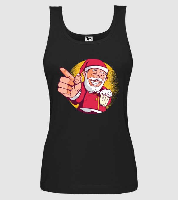 Moș Crăciun cu bere tricou model negru pe tricou