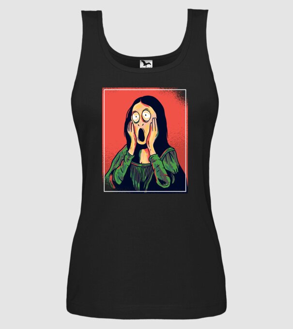 Mona Lisa țipăt model negru pe tricou