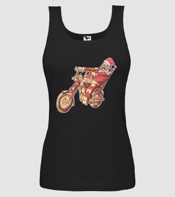 Moș Crăciun Motociclist model negru pe tricou