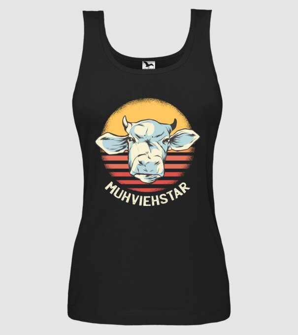Vacă Muhviehstar model negru pe tricou