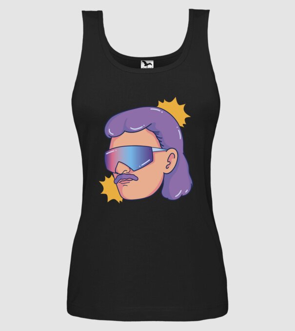 Cap Mullet Retro model negru pe tricou
