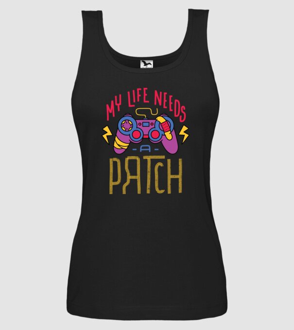 My life needs a patch Gamer model negru pe tricou