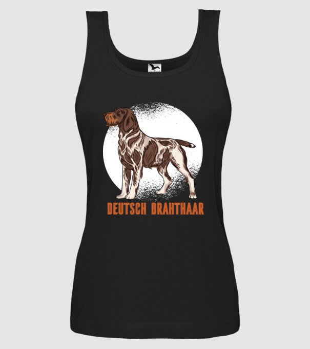 Brac german cu păr sârmos model negru pe tricou
