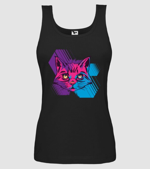 Pisică Neon model negru pe tricou