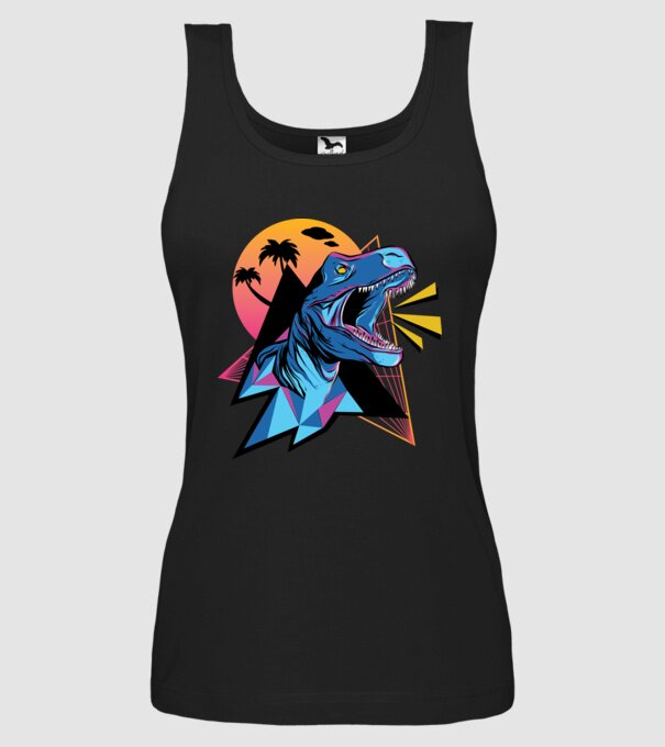 Tricou Neon dinozaur retro model negru pe tricou