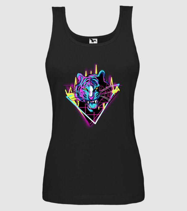Tigru Neon anii 80 retro model negru pe tricou