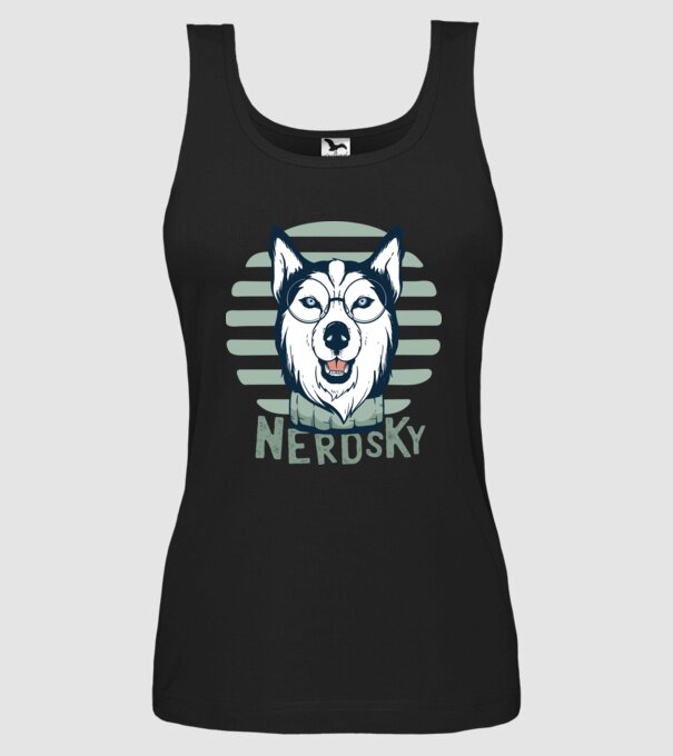 Nerdsky Husky model negru pe tricou