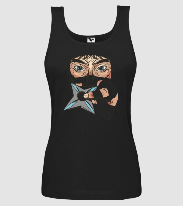 Cap de ninja model negru pe tricou