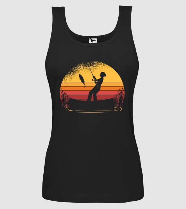 Femeie Pescar model negru pe tricou