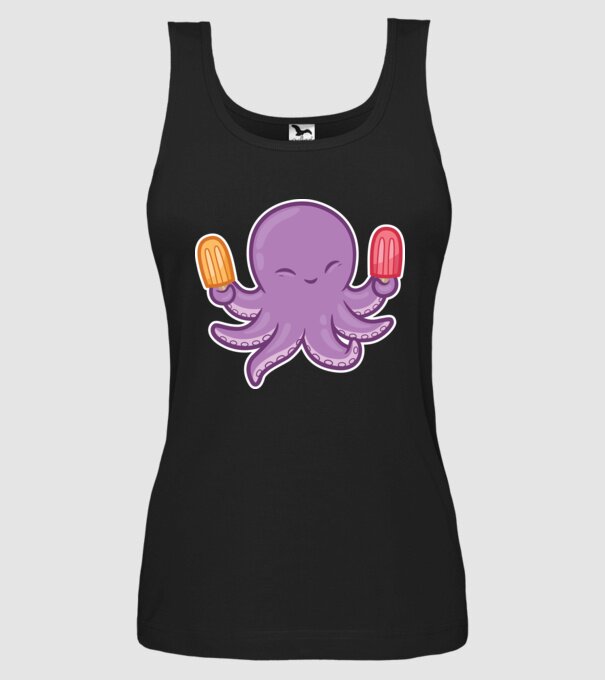 Înghețată Caracatiță Octopus model negru pe tricou