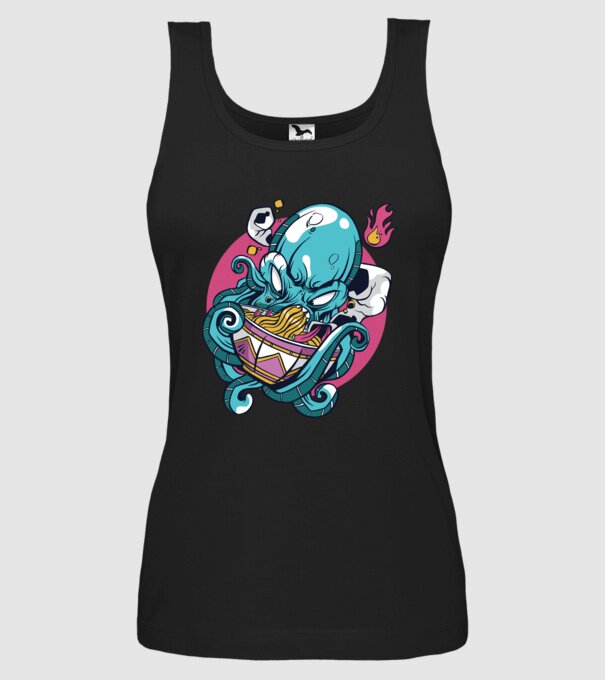 Octopus Ramen model negru pe tricou