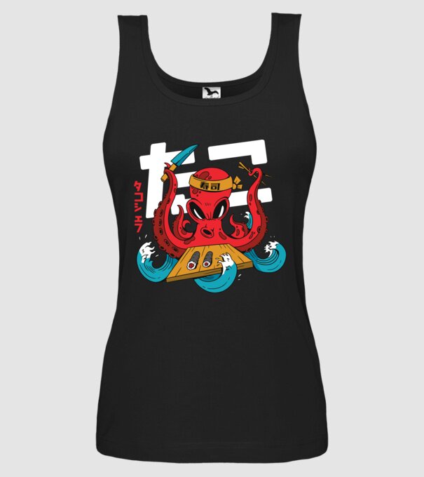 Octopus Sushi model negru pe tricou