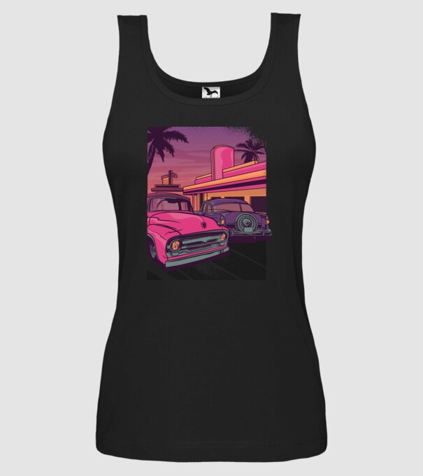 Old school California model negru pe tricou