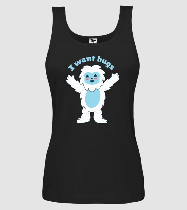 Vreau o îmbrățișare Yeti drăguț model negru pe tricou