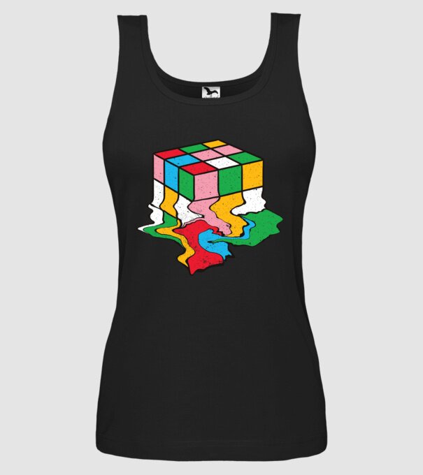 Cub Rubik topindu-se model negru pe tricou