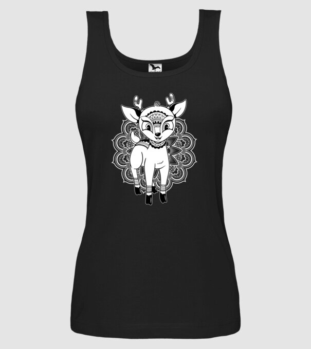 Mandala Căprioară model negru pe tricou