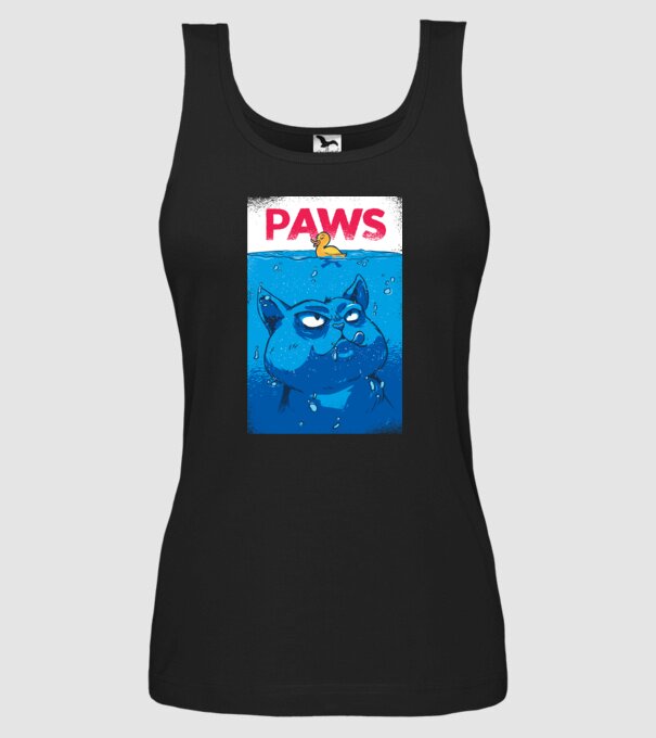 Paws Pisică la atac model negru pe tricou