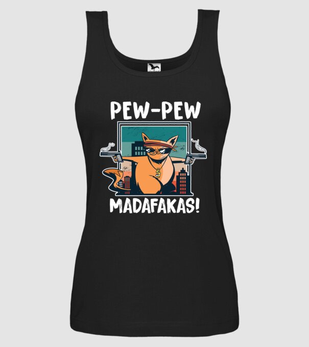 Pew Pew Pew Madafakas Pisică model negru pe tricou