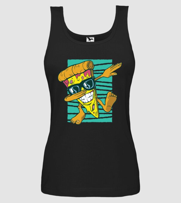 Felie de pizza DAB model negru pe tricou