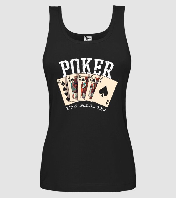 Poker All in model negru pe tricou