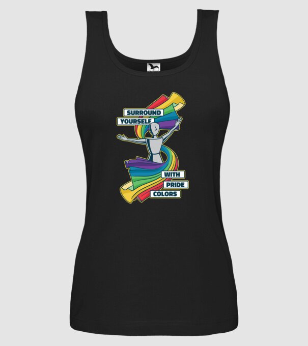 Pride cu curcubeu model negru pe tricou