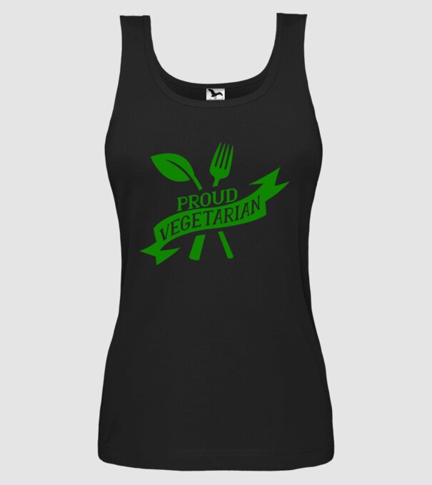 Proud Vegetarian model negru pe tricou