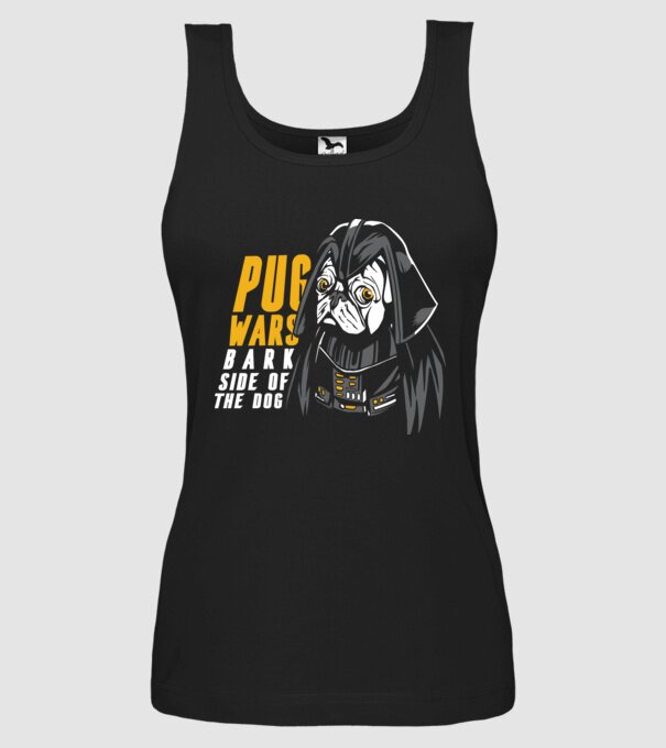 Pug Wars Mops model negru pe tricou