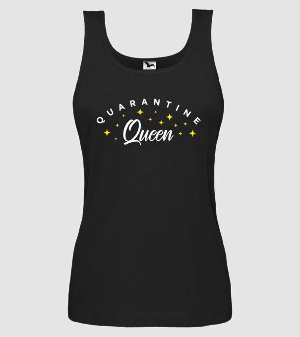Quarantine queen model negru pe tricou