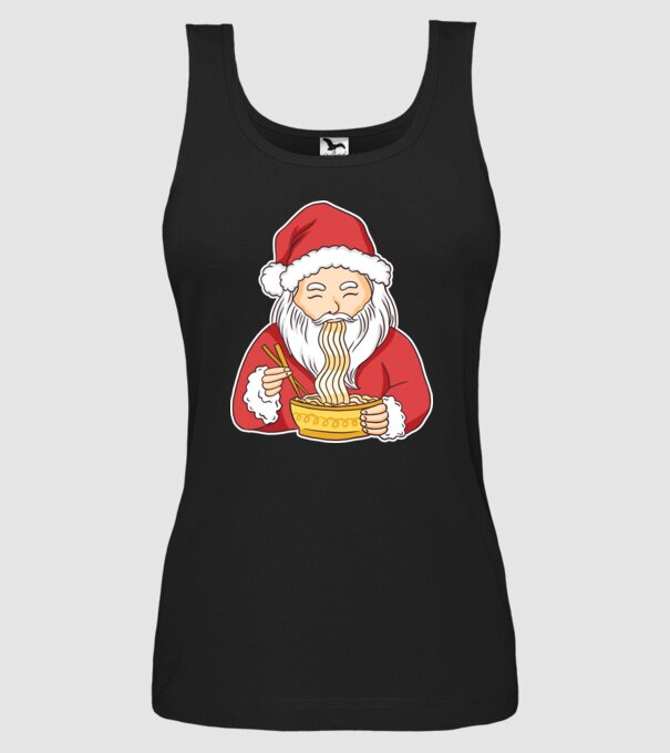 Moș Crăciun Ramen model negru pe tricou