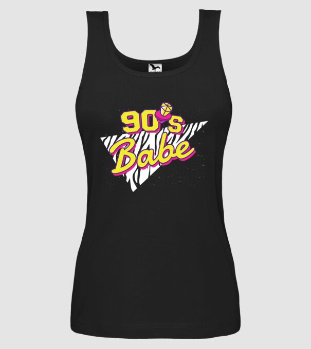 Retro 90s Babe model negru pe tricou