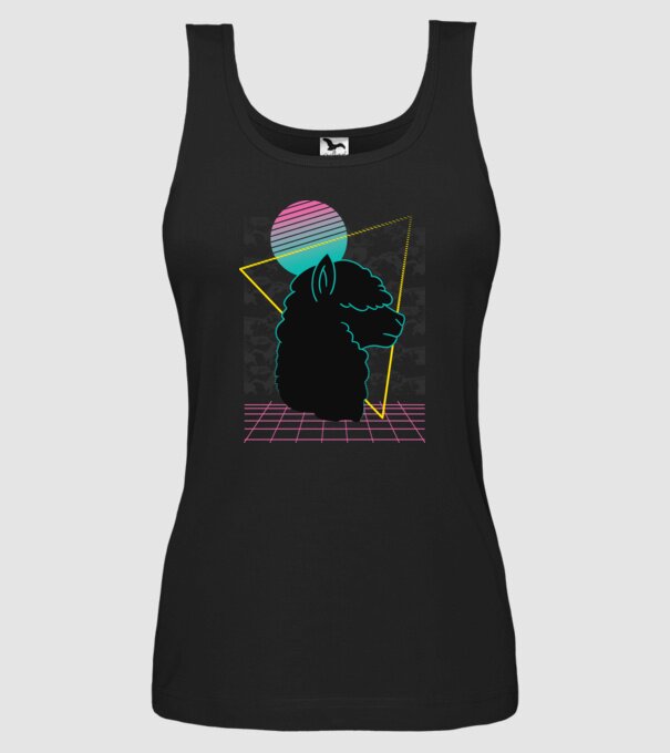 Retro Alpaka model negru pe tricou