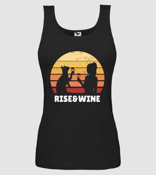 Fată Retro cu pisică și vin model negru pe tricou