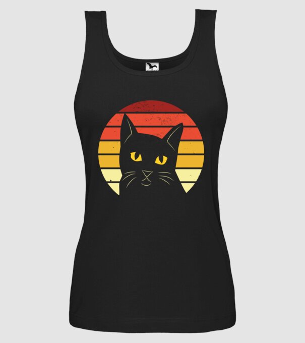 Cap pisică retro model negru pe tricou