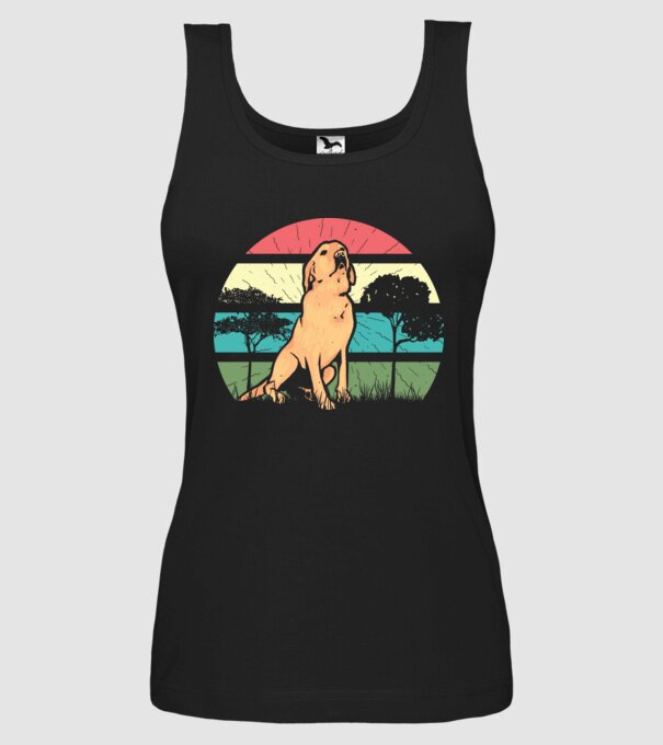 Golden Retriever retro model negru pe tricou