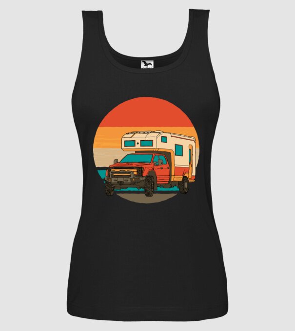 Campervan Retro model negru pe tricou