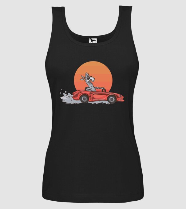 Mașină Retro Llama model negru pe tricou