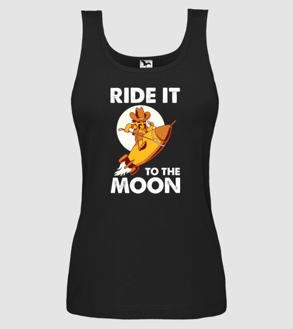 Ride it to the moon Bitcoin model negru pe tricou
