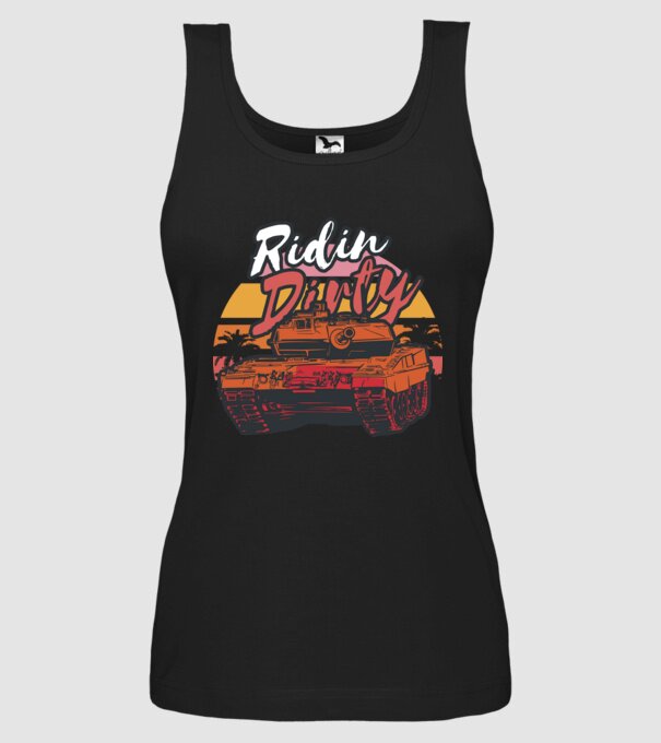 Ridin Dirty tricou cu tanc model negru pe tricou