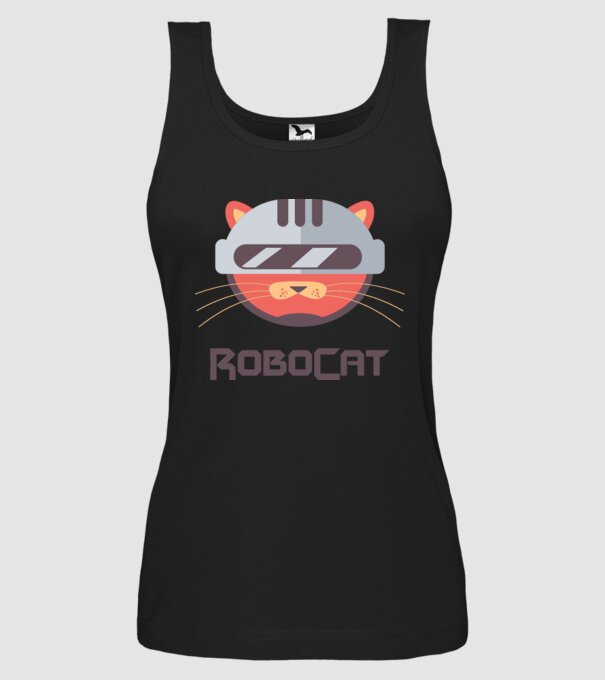 Robocat model negru pe tricou
