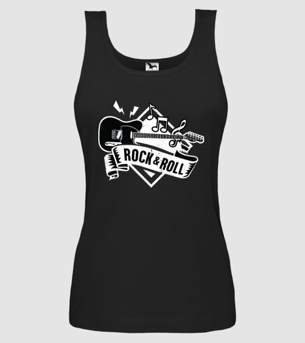 Rock & Roll chitară model negru pe tricou