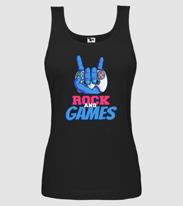 Rock And Games model negru pe tricou