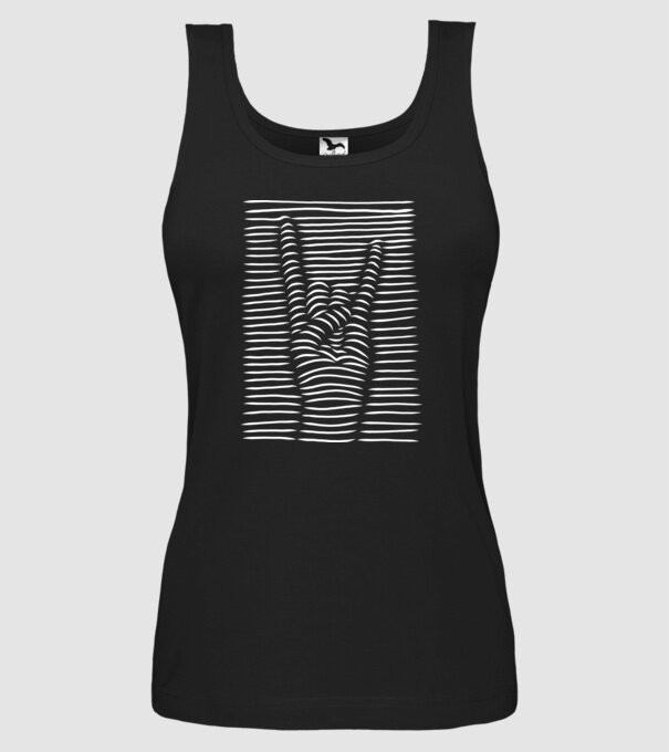 Mână Rocker model negru pe tricou