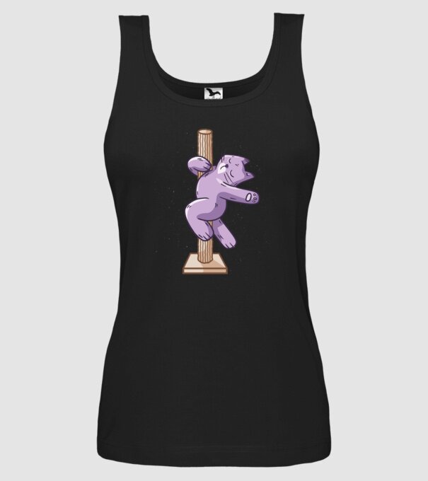 Pisică Dansatoare la bară model negru pe tricou