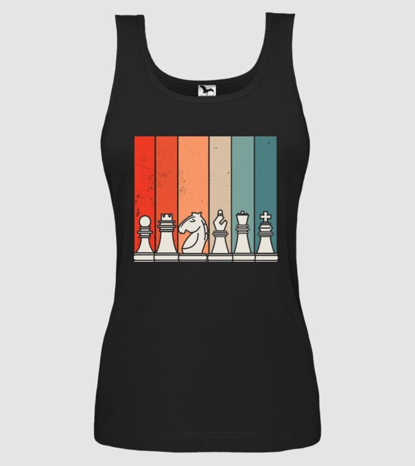 Șah Retro model negru pe tricou