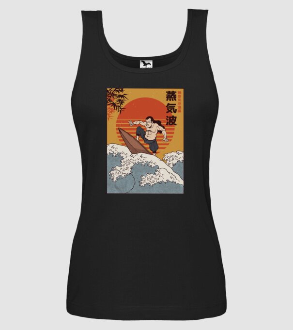 Samurai Surf model negru pe tricou